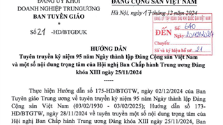 Tuyên truyền kỷ niệm 95 năm Ngày thành lập Đảng Cộng sản Việt Nam và một số nội dung trọng tâm của Hội nghị Ban Chấp hành Trung ương Đảng khóa XIII ngày 25/11/2024